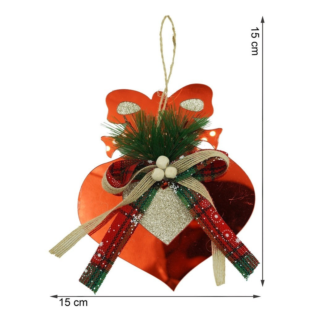Ornament brad, Inima, Rosu, Lucios, 15*15CM, Acril, Interior/ Exterior