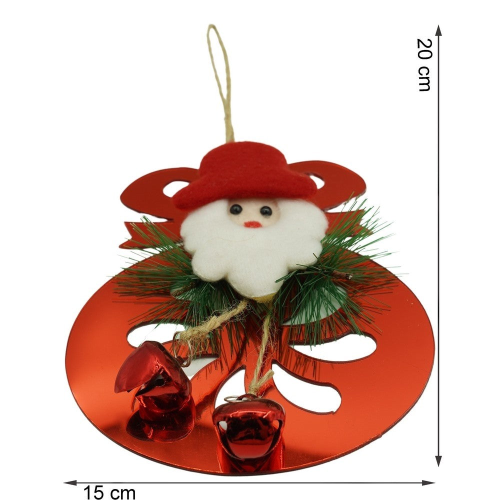 Ornament brad, Rotund cu clopotei, Rosu, Lucios, 15*20CM, Acril, Interior/ Exterior