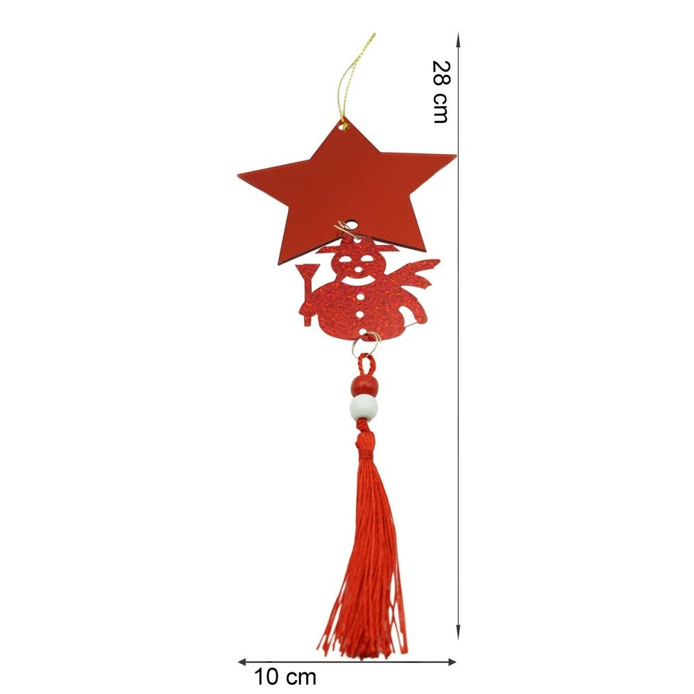 Ornament brad, Stea, Om de zapada, Rosu, Lucios, 10*28CM, Acril, Interior/ Exterior