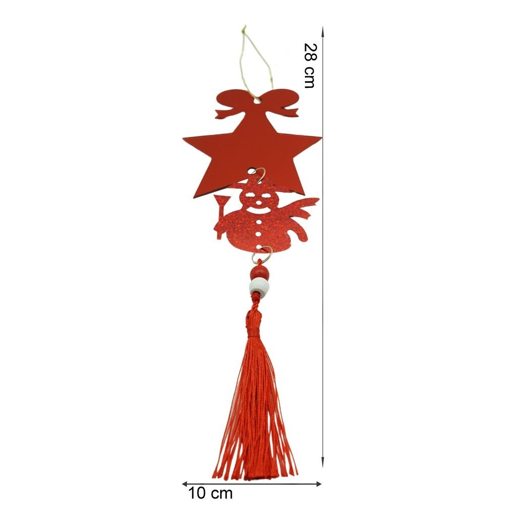 Ornament brad, Stea, Om de zapada, Rosu, Lucios, 10*28CM, Acril, Interior/ Exterior