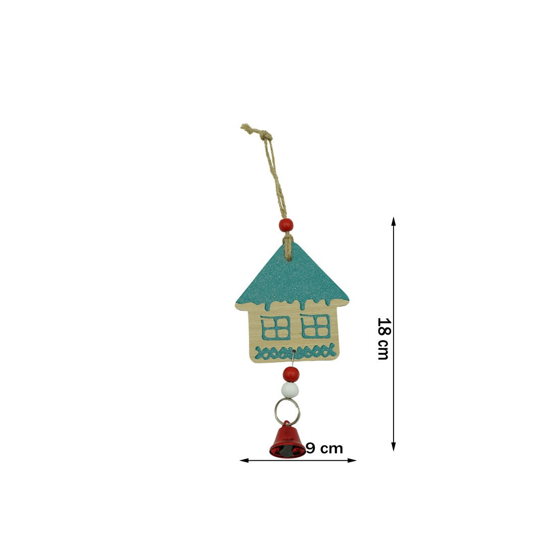 Ornament de brad casuta, multicolor, lemn, 18 cm