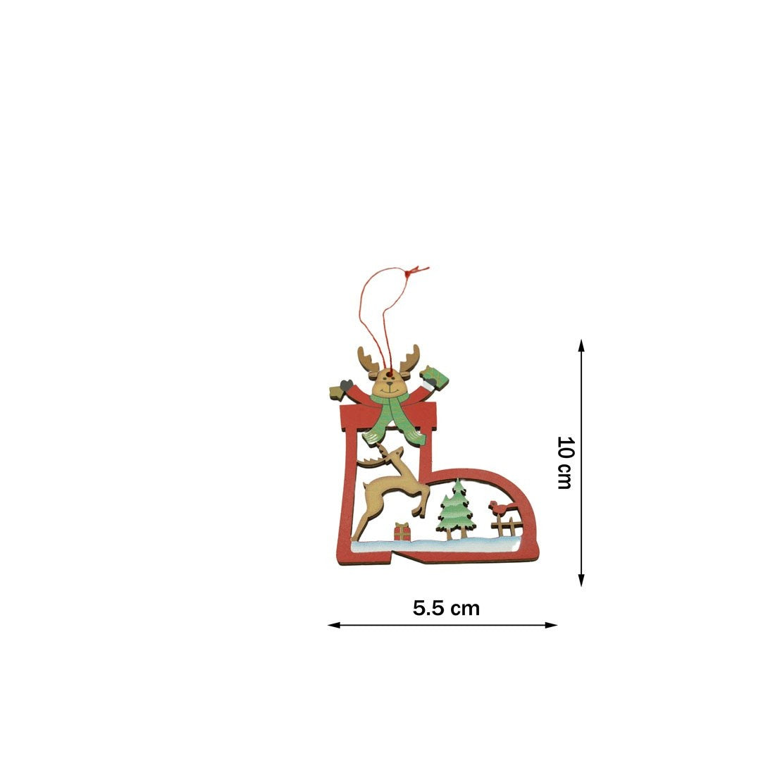 Ornament de brad cerb, multicolor, lemn, 10 cm