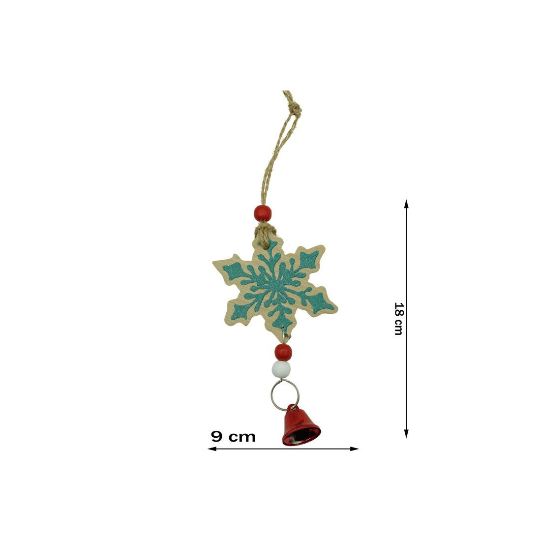 Ornament de brad fulg de nea, multicolor, lemn, 18 cm