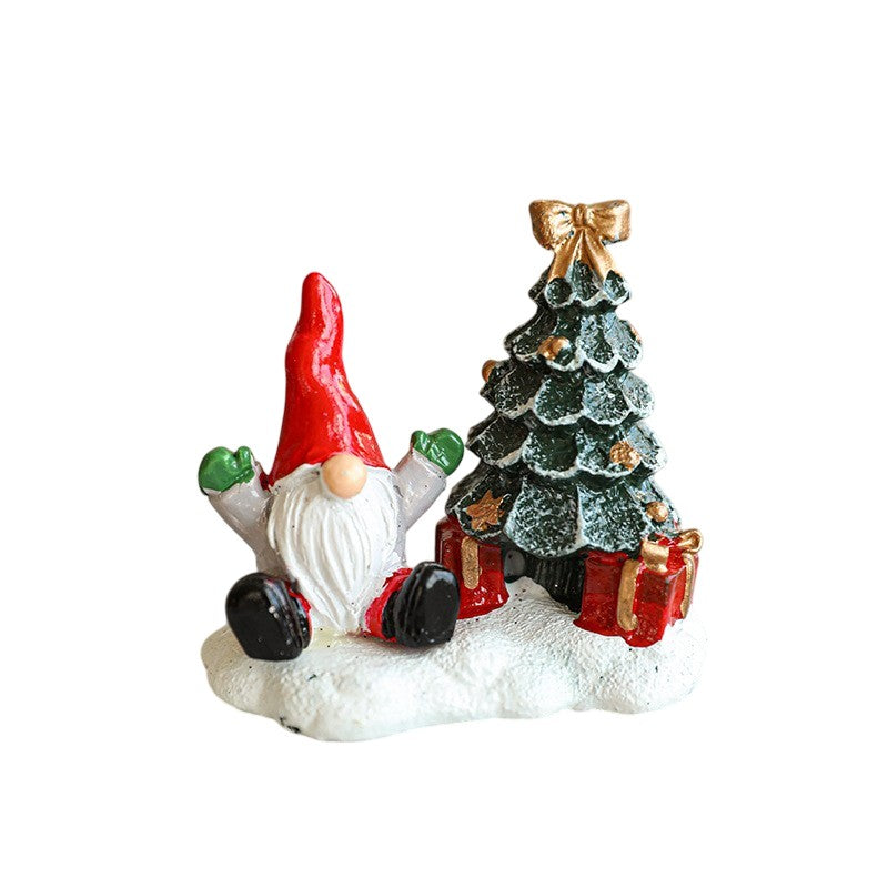 Ornament de Craciun din Rasina pentru Decor, Model Mss Craciun cu Brad, Decoratiune de Birou pentru Craciun, 6.5 x 6.5 x 4 cm, Rosu Alb Verde