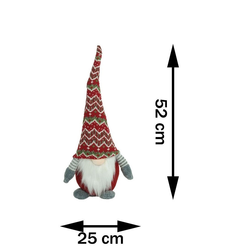 Ornament de Craciun spiridus, rosu/gri, textil, 52 cm