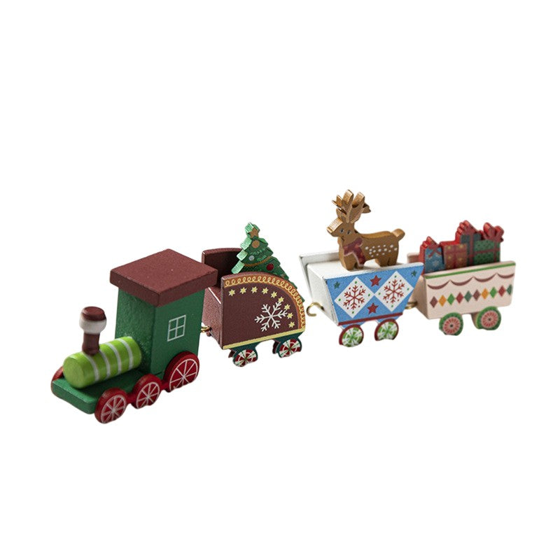 Ornament Decoratiune de Craciun Tren Pictat, Tip Ornament Jucarie de Decor pentru Craciun, din Lemn 20 cm, Tren Figurina de Craciun, Multicolor