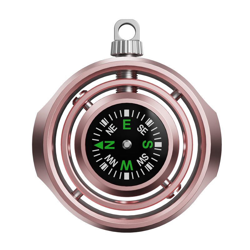 Fidget Spinner Busola Palm, Tip Giroscop Rotativ, Model Pandativ / Breloc, Antistress, Aliaj Zinc, 48x42x12 mm, 21 gr, Rose Gold