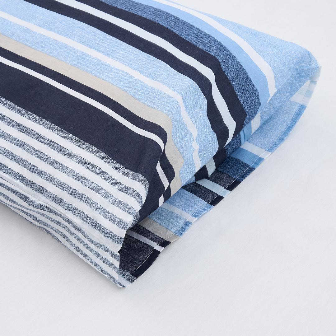 Lenjerie dubla,100% bumbac,4 piese, Azul