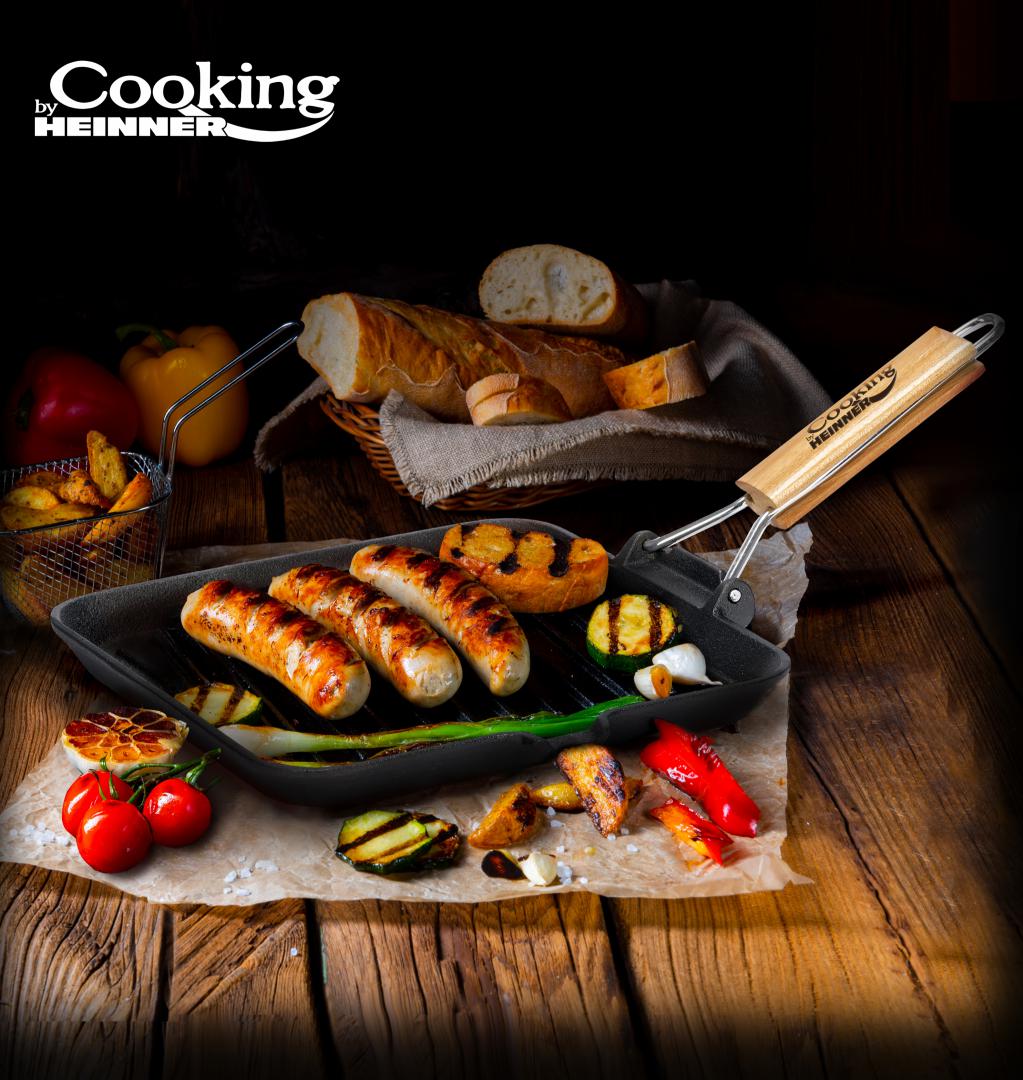Tigaie Grill Fonta Maner Lemn DET.23X2CM (tigaie Grill Fonta Maner Lemn DET.23X2CM Cooking By Heinner)