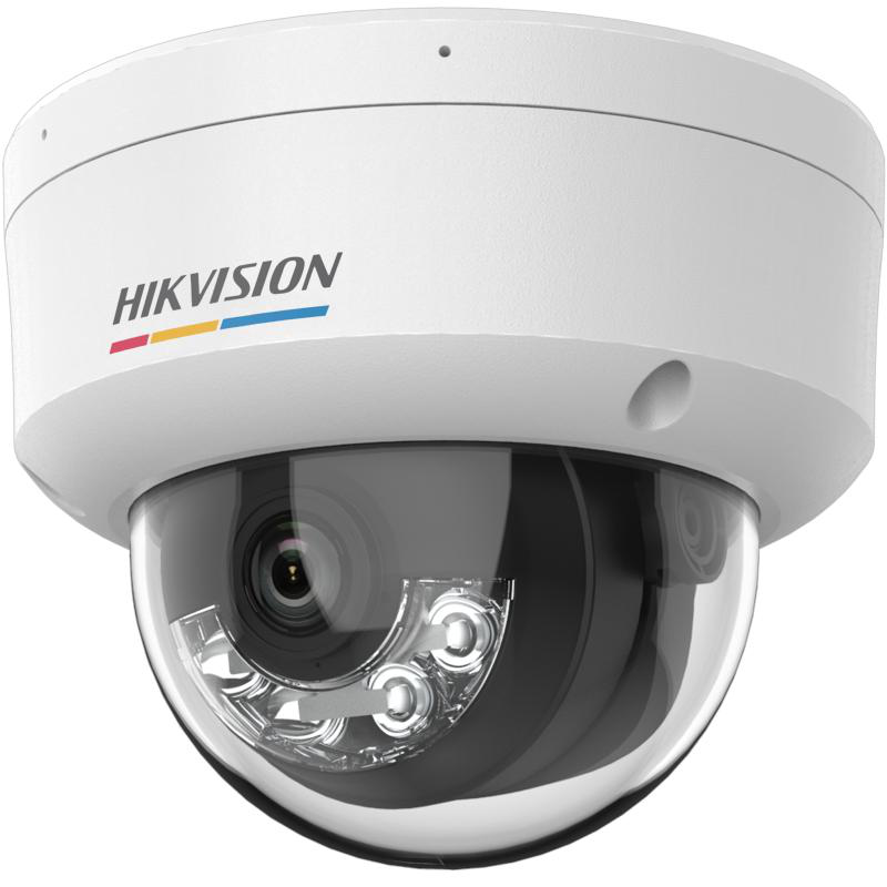 Camera de supraveghere IP Dome 2MP ColorVu with Smart Hybrid Light Hikvision DS-2CD1127G2H-LIU(4MM), lentila fixa: 4mm, iluminare min.: Color: 0.001 Lux @ (F1.0, AGC ON),B/W: 0 Lux cu IR: 30m, microfon incorporat, alarma la evenimente: Motion detection (s