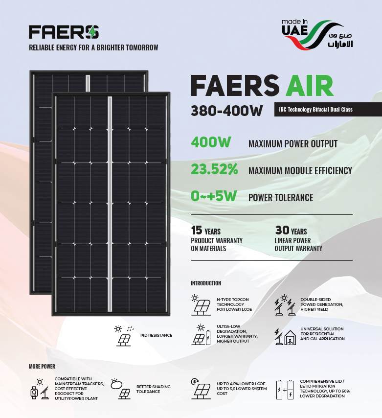 Faers Air Ibc Bifacial Dg 380W (Panou Fotovoltaic Monocristalin Faers Air Ibc Technology)