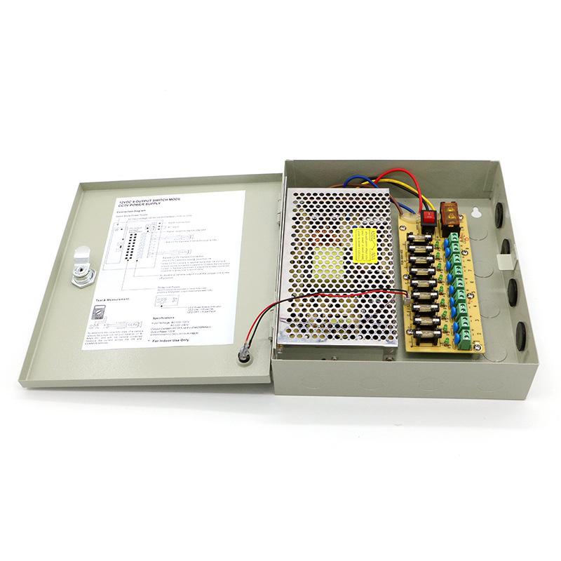 Sursa de Alimentare 10a 9 Iesiri Metal (Sursa de alimentare 10a cu 9 iesiri protejate LN-IPS12V10A-9; alimentare 12v;...)