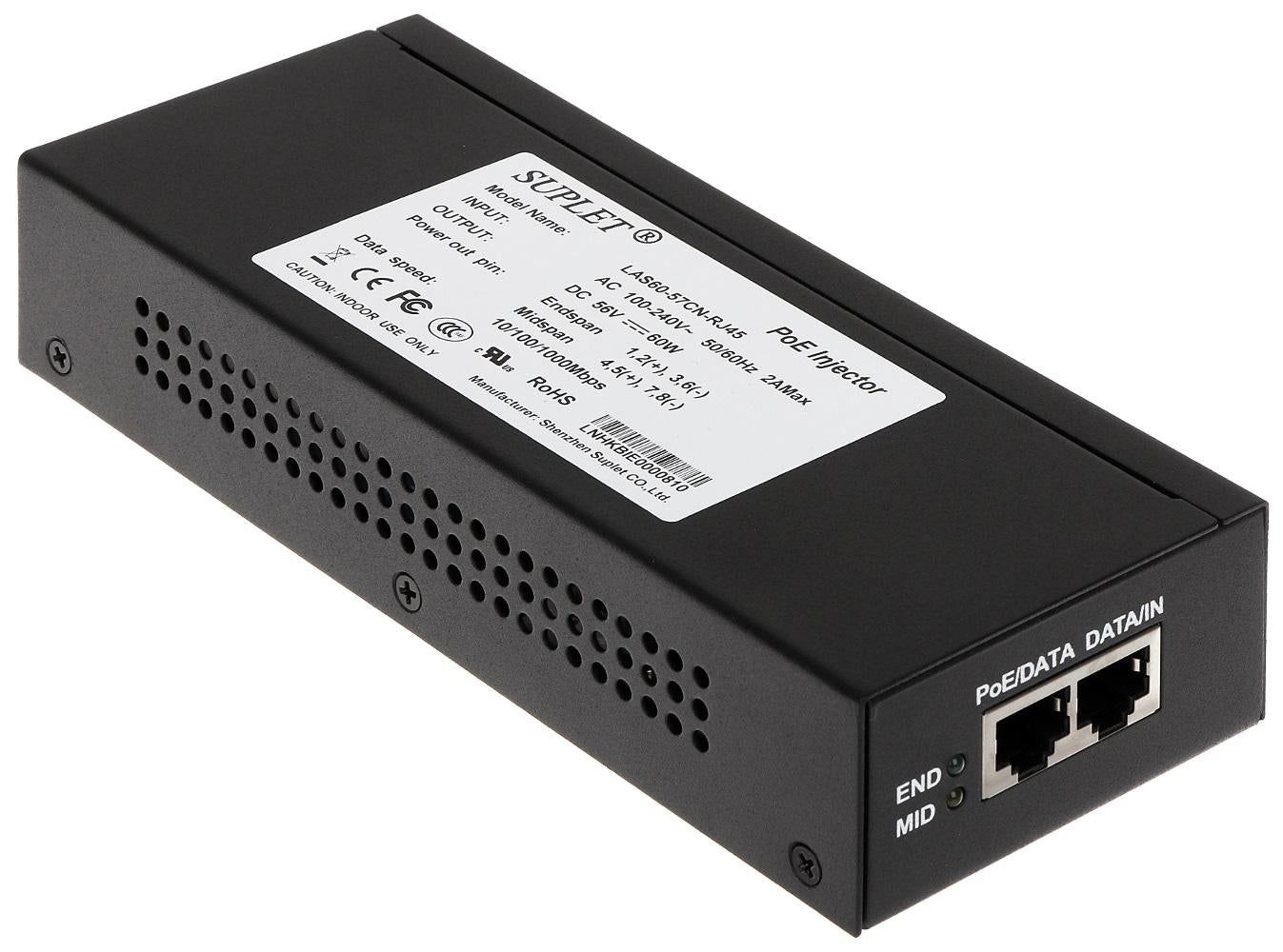 Hikvision INJECTOR POE LAS60-57CN-RJ45, 60W