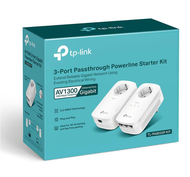 Tpl P-LINE GB 3 Port AV1300 Kit (TP-Link Kit Gigabit Powerline Passthrough cu 3 Porturi AV1300)