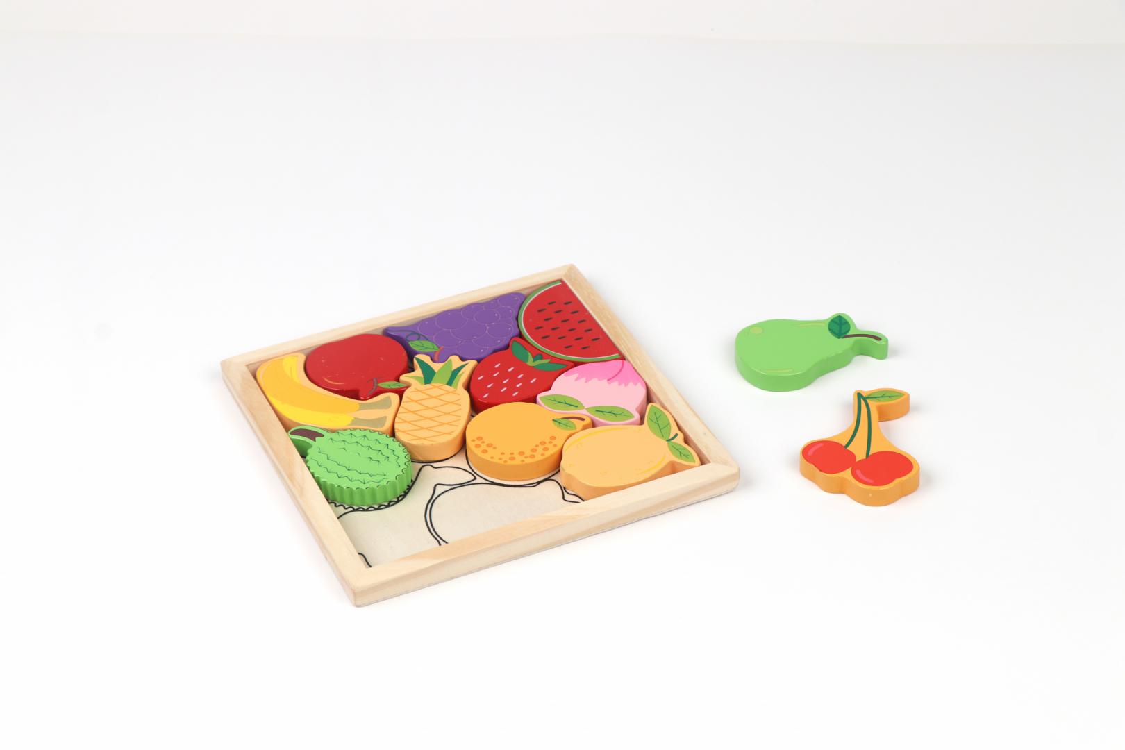 Puzzle din Lemn cu Fructe, 12 Piese