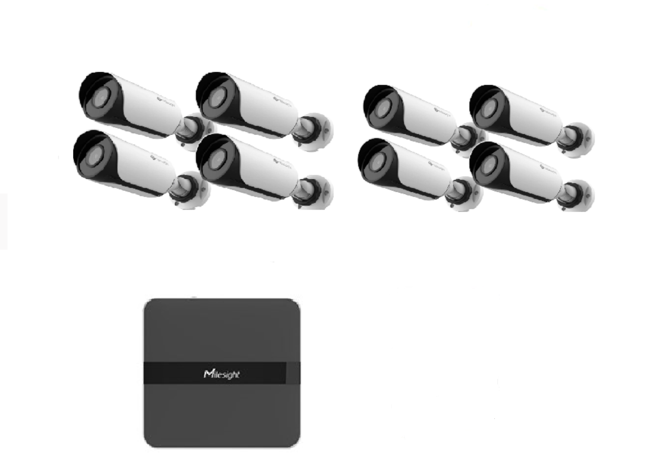 KIT8 Milesight Bullet 2MP NVR 8 Canale (Kit supraveghere video Milesight 8 buc camera MS-C2964-UPD + 1 buc NVR...)