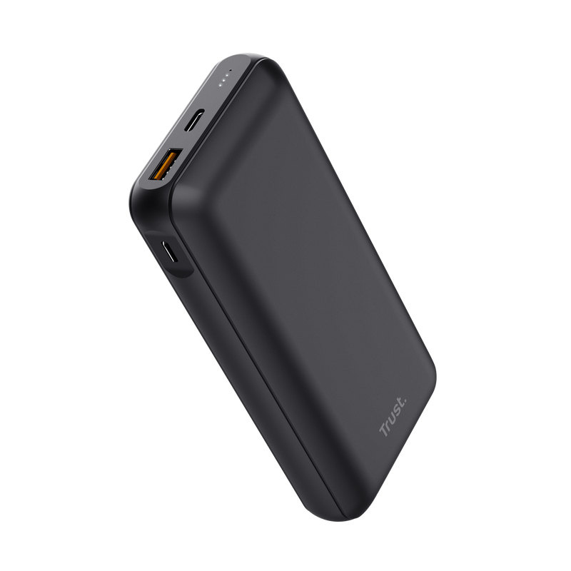 Baterie externa Trust Redoh, capacitate baterie 20.000, 3 porturi USB, putere maxima intrare 18W, negru