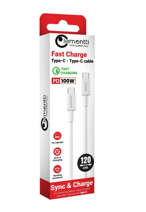 Cablu Lemontti Fast Charge 1.2m, 100W al (Cablu Lemontti Fast Charge Type-C la Type-C)