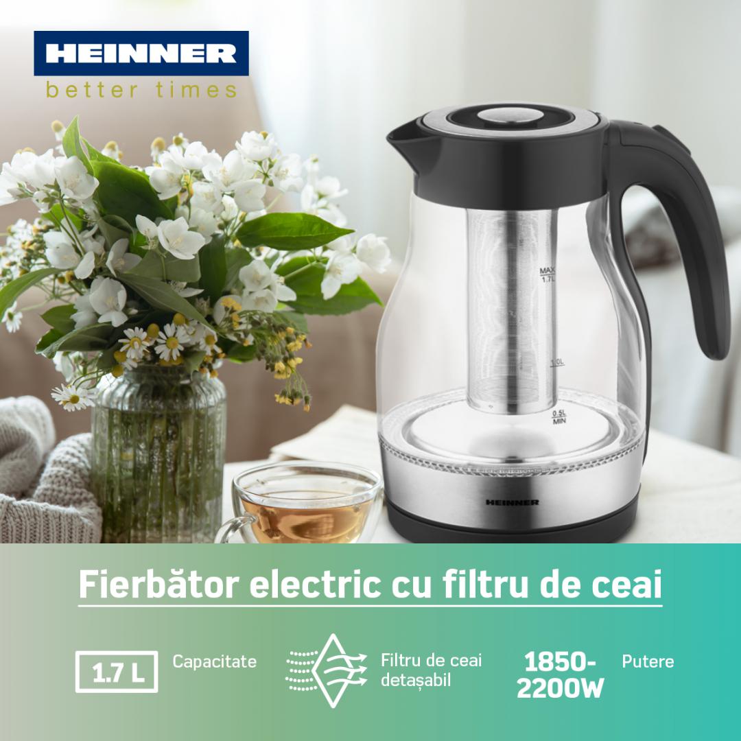 Fierbator Electric Heinner HEK-TF2200GBK (fierbator Electric cu Filtru Ceai Heinner HEK-TF2200GBK)