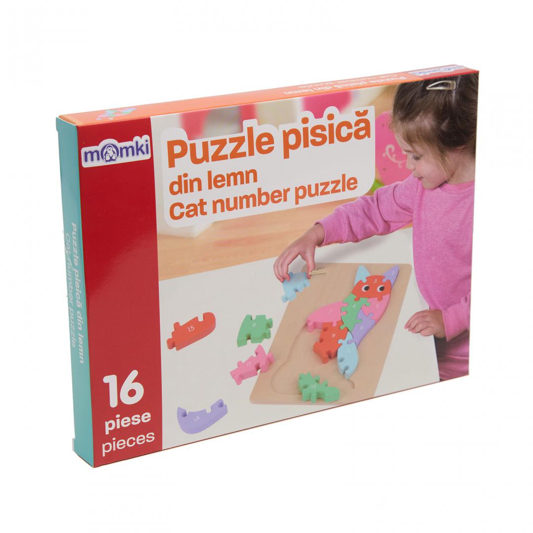 MomKi PUZZLE PISICA DIN LEMN, 16 PIESE