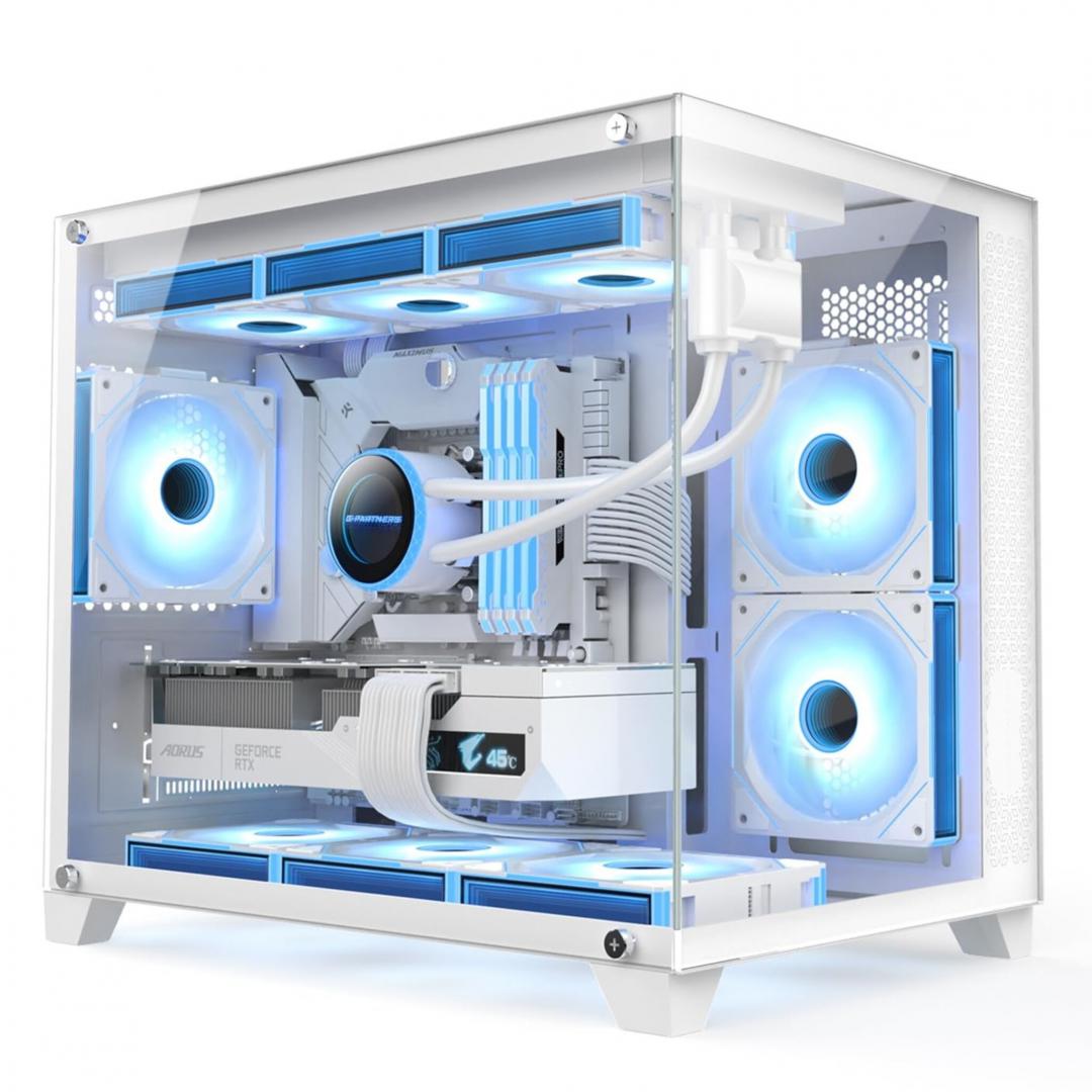 Carcasa 1STPLAYER Gaming MV6 TP WHITE