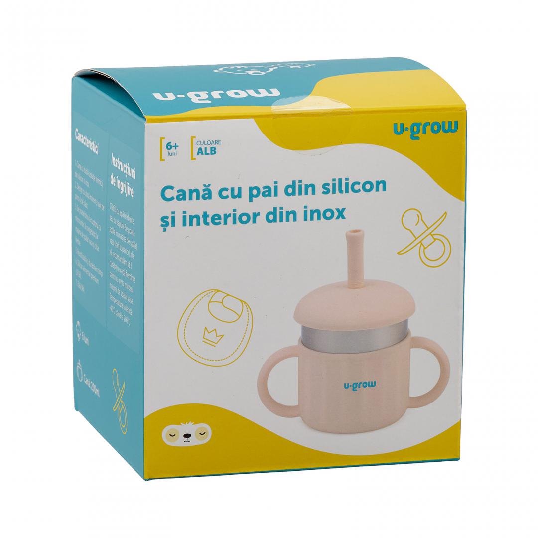 Cana silicon cu pai, 200 ml, U-Grow (Cana din silicon cu pai si interior din inox)