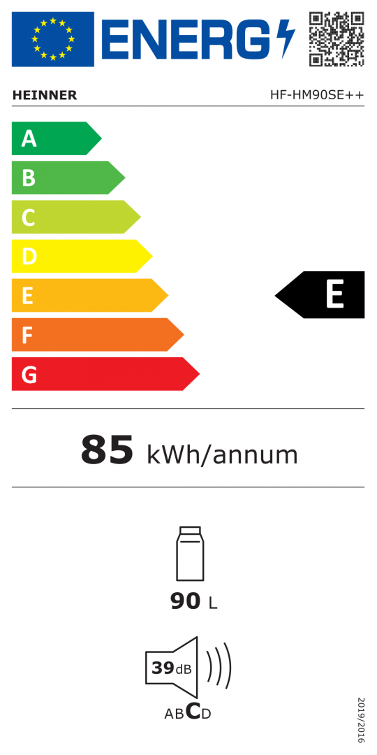 RESIGILAT | Frigider Heinner HF-HM90SE++, clasa energetica E, capacitate totala: 90 L, lumina LED, 1 raft din sticla, dimensiuni (WxDxH): 48 x 45 x 85 cm, culoare: Argintiu - imagine 3 - RESIGILAT