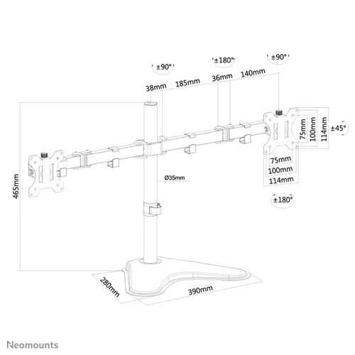 Neomounts Suport dublu mon. birou NM 10"-32" 8kg