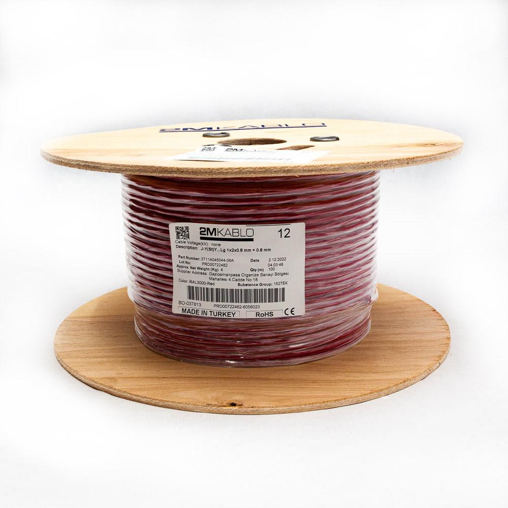 Cablu incendiu JY(St)YLg 1x2x0.8 MM Rosu ("Cablu incendiu JY(St)Y...Lg 1x2x0.8 MM + 0.8 mmproducator 2M Kablo)