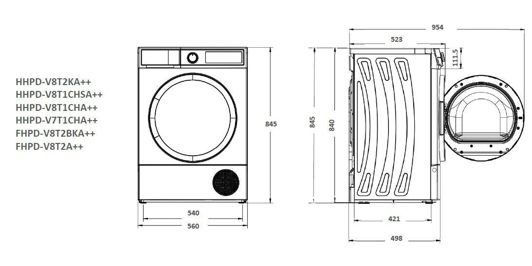RESIGILAT | Uscator de rufe HEINNER HHPD-V8T1CHSA++, 8 kg, Clasa: E, Argintiu - imagine 2 - RESIGILAT