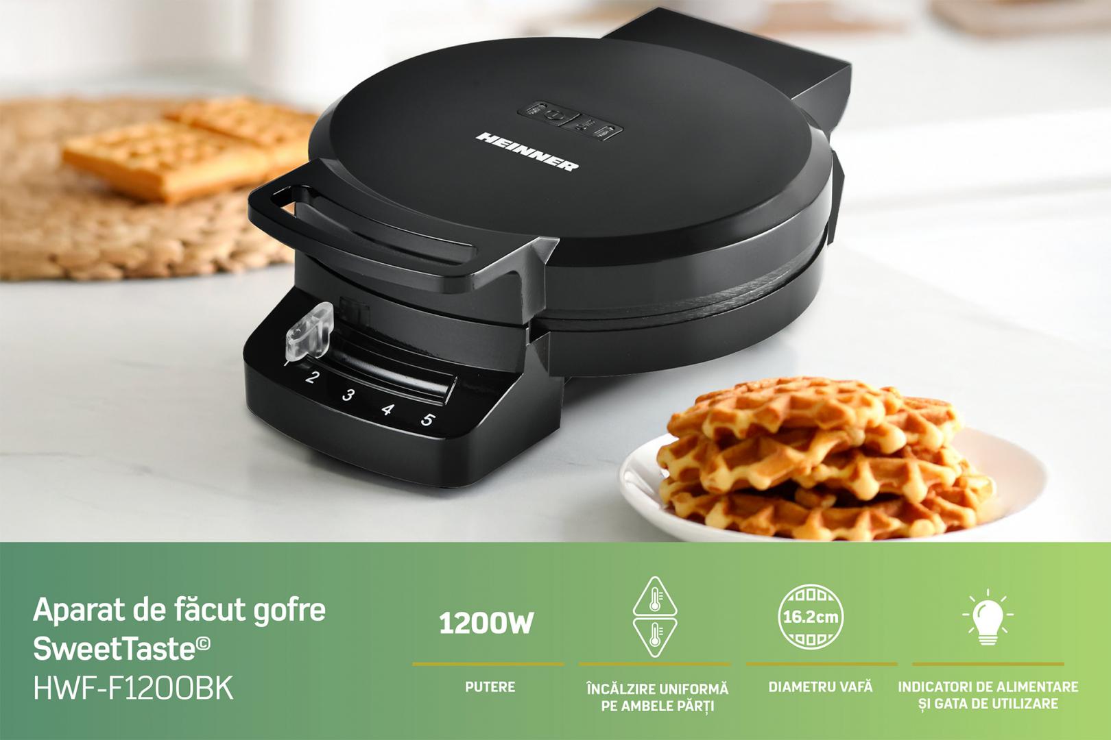 Aparat de Gofre Heinner HWF-F1200BK (aparat de Facut Gofre Heinner HWF-F1200BK)