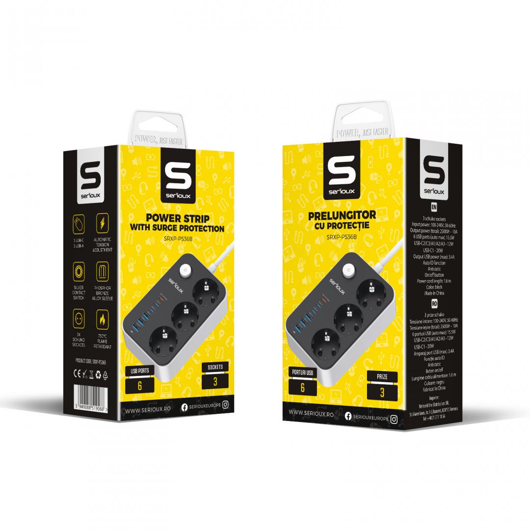 Prelungitor cu Protectie Srx PS36B (Prelungitor cu protectie Serioux SRXP-PS36B)