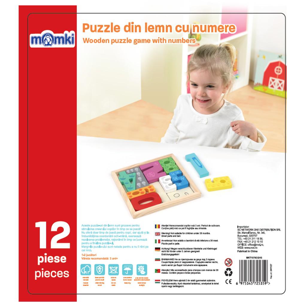 MomKi PUZZLE DIN LEMN CU NUMERE, 12 PIESE