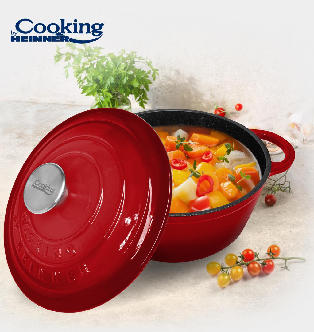 Crat.fonta Em+cap 22X9.5CM,2.9L,RED Line (cratita Fonta Emailata+capac 22X9.5CM)