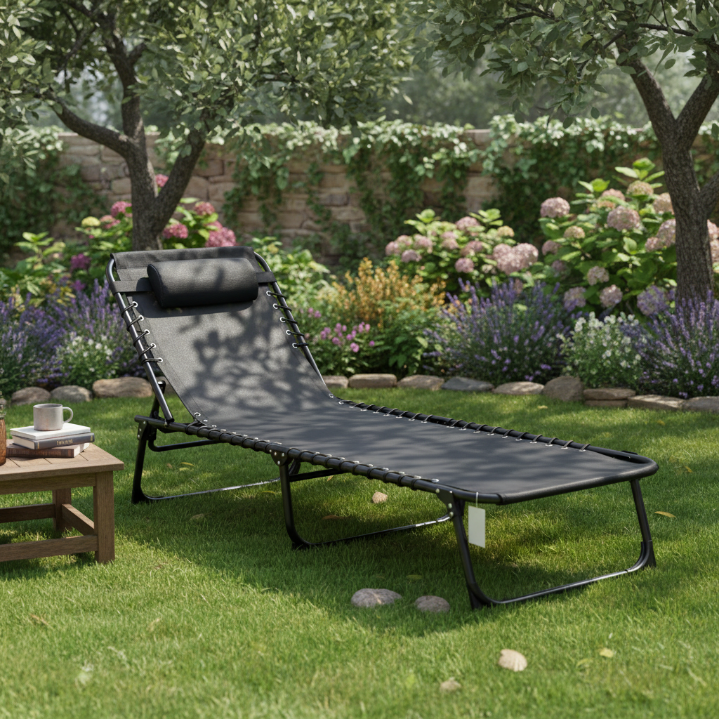 HEINNER SEZLONG REGLABIL 189*58*30CM, Black