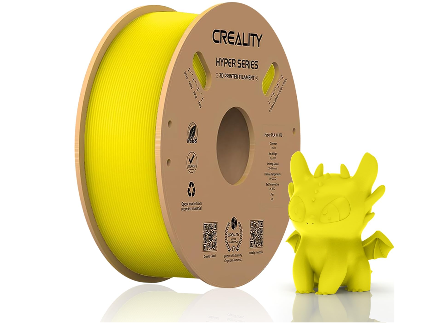Creality 3D Filament HYPER-PLA Yellow (creality Hyper Pla 3D Printer Filament)