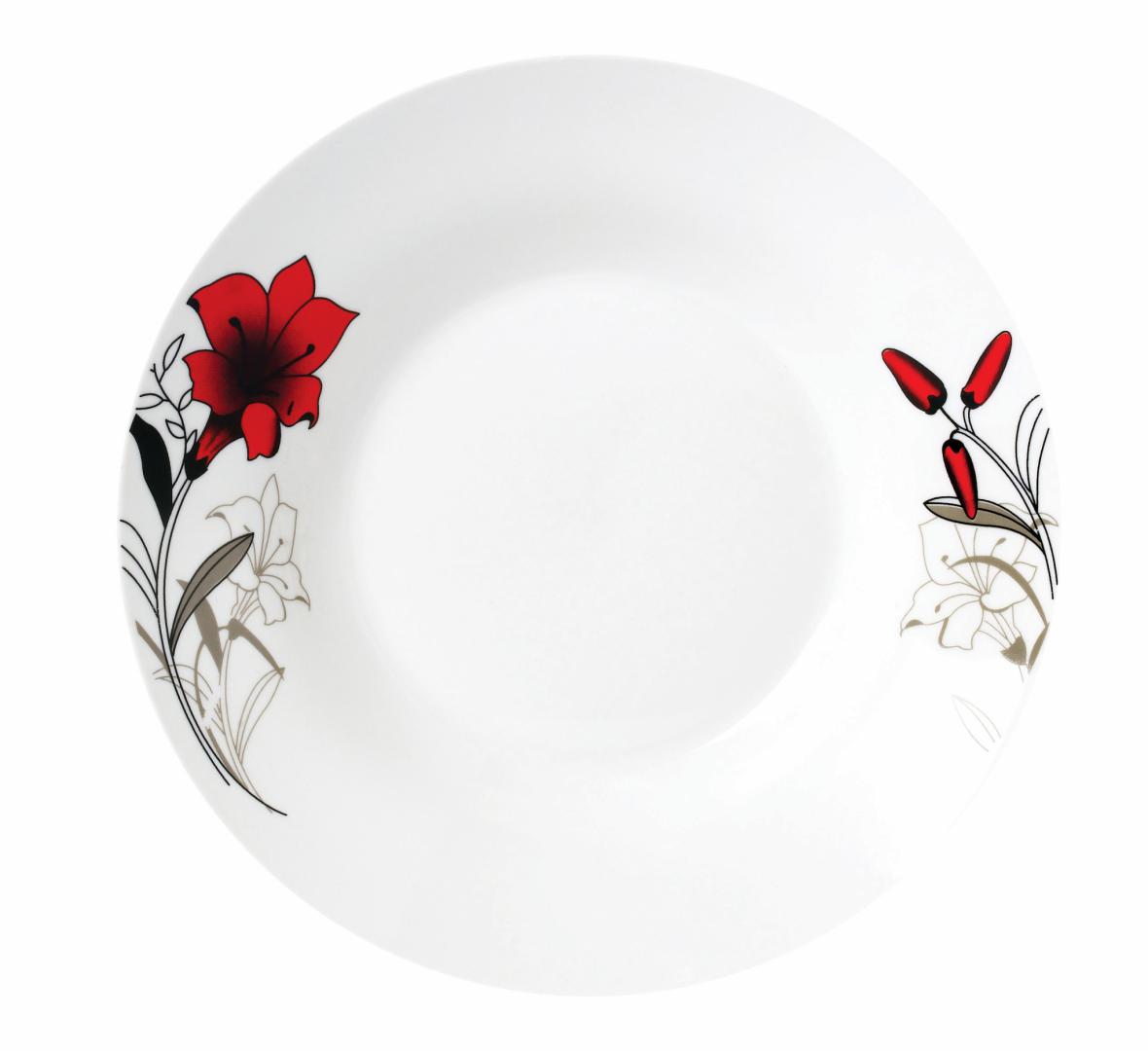 Farfurie Adanca Port. 20CM, Red Flowers (farfurie Adanca Portelan 20 CM)