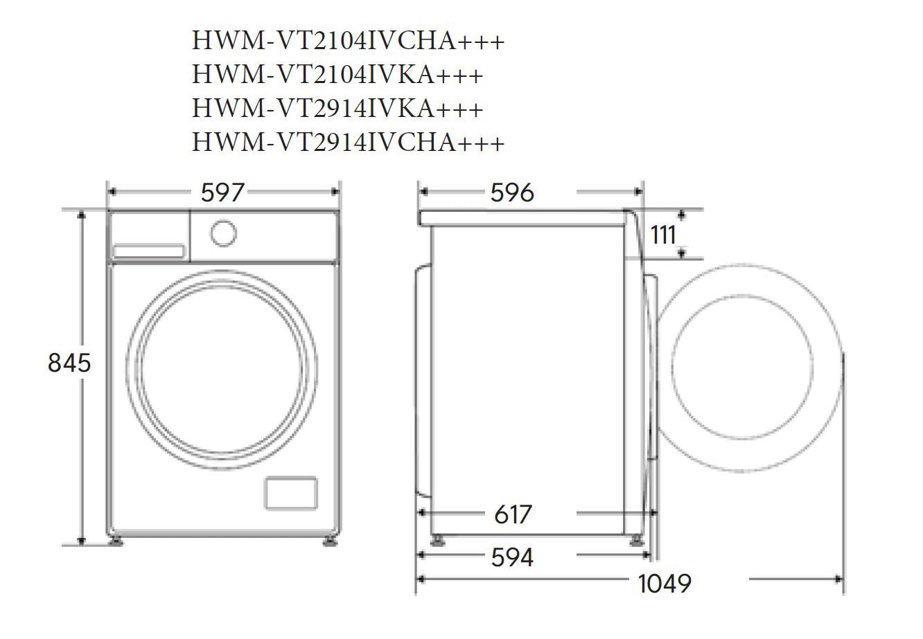 Masina de spalat rufe HEINNER HWM-VT2104IVCHA+++, 10 kg, 1400 rpm, Clasa: A, Alb