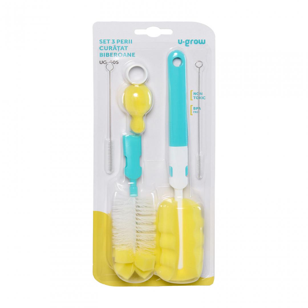 Set 3 perii biberoane UG-005, U-Grow (Set 3 perii curatat biberoane UG-005)