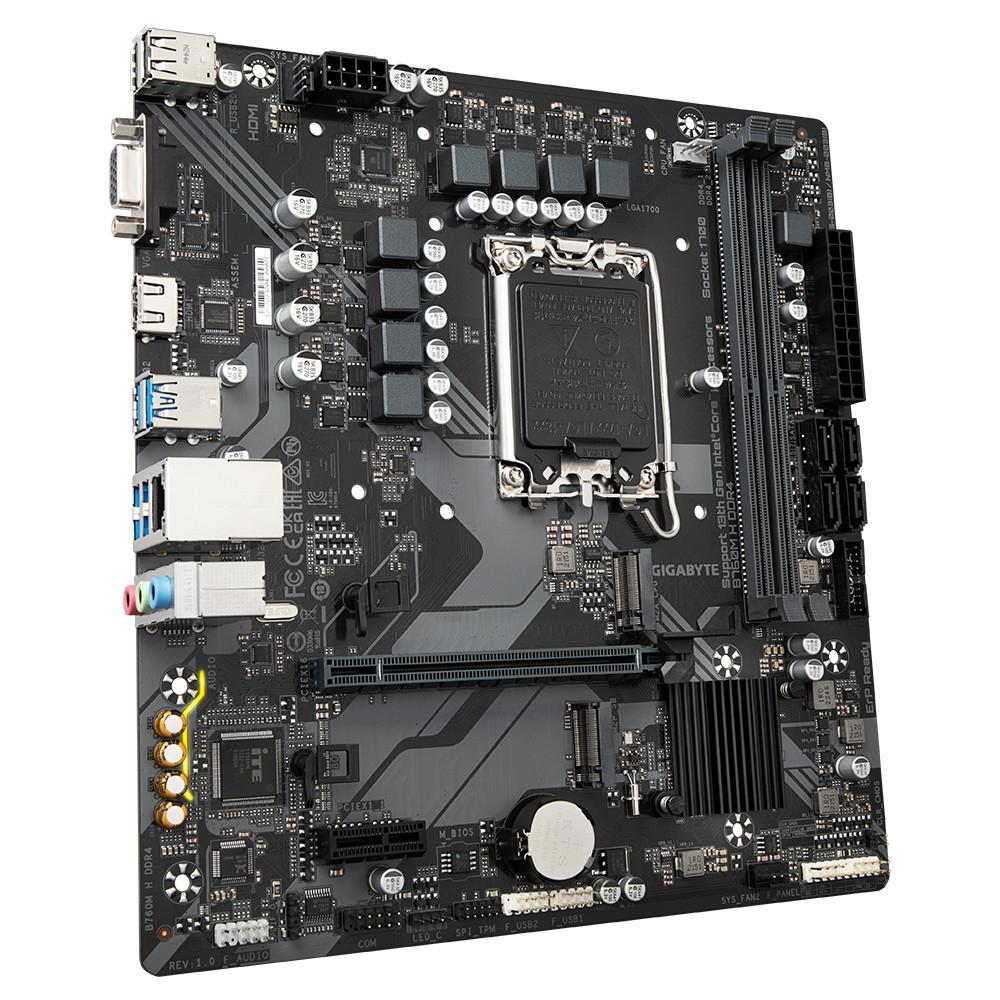 RESIGILAT | Placa de baza Gigabyte B760M H LGA1700, 2x DDR4, 1x D-Sub, 1x HDMI, 1x PCIe x16, 1x PCIe x1, 2x M.2, 4x SATA 6Gbps, 1Gbps LAN, mATX - imagine 2 - RESIGILAT
