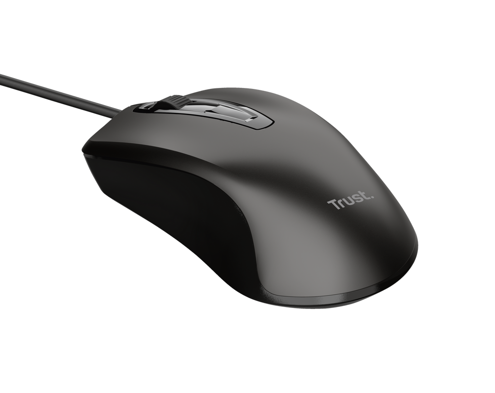 Mouse Trust cu fir optic, negru