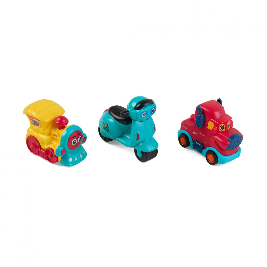 Set 3 Vehicule,masinuta Rosie (set 3 Vehicule Actionate Prin INERTIE- Masinuta Rosie)