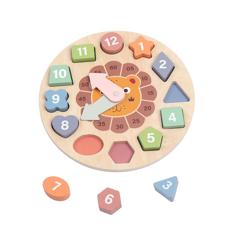 Ceas Educativ din Lemn cu Forme Geometri (ceas Educativ din Lemn cu Forme Geometrice)