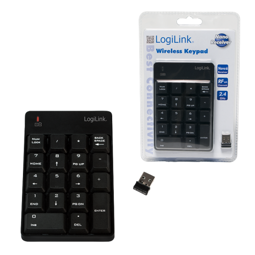 Tastatura numerica Logilink wireless, 2.4ghz, 18 taste, negru