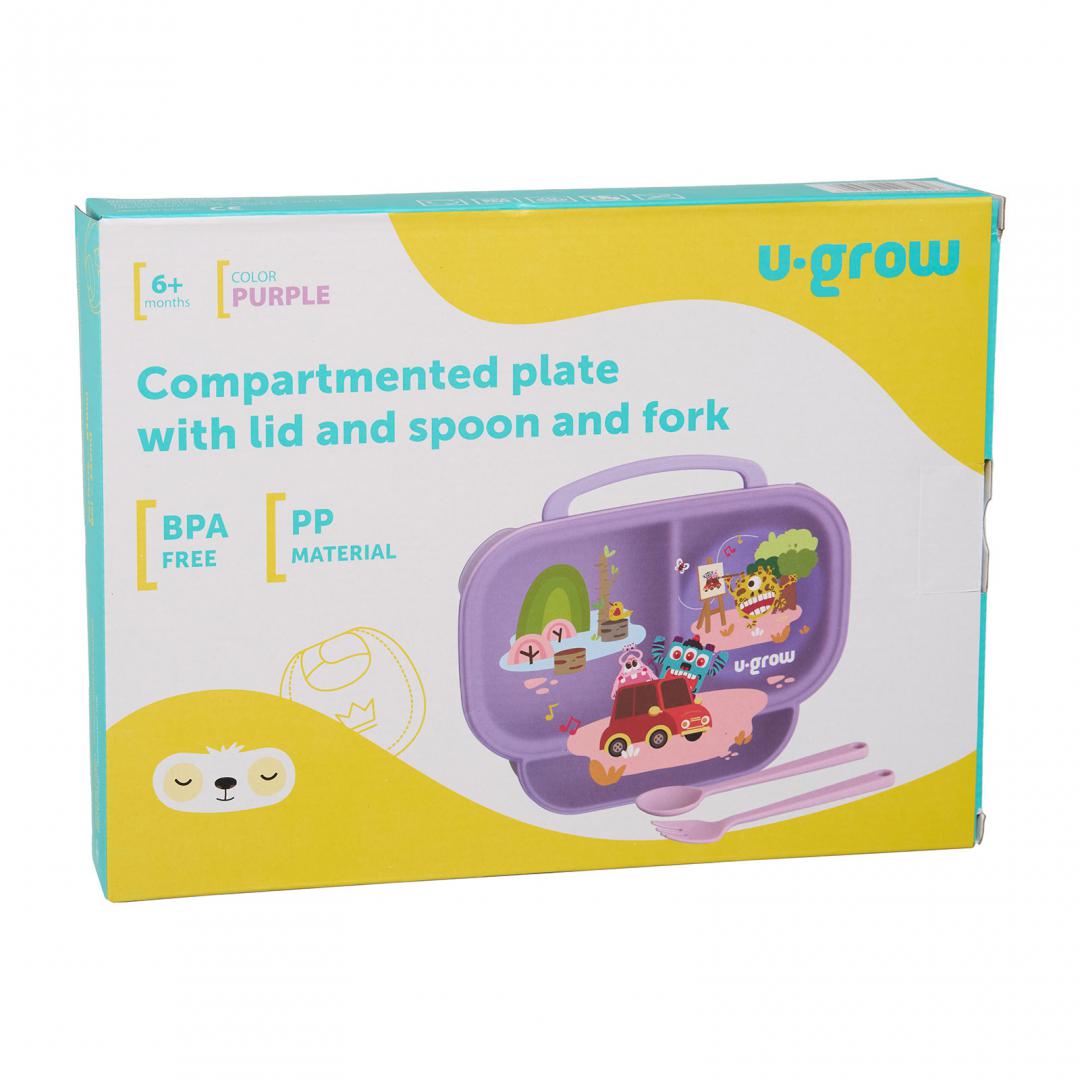 Farfurie compart cu capac , mov, U-Grow