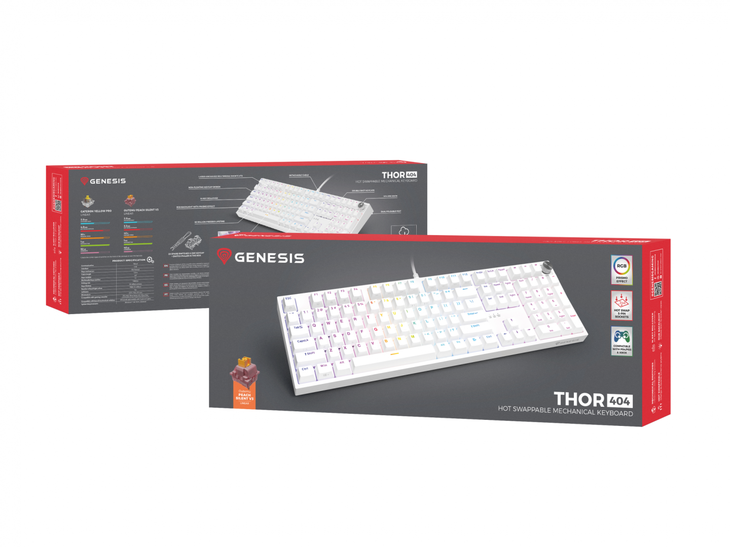 Tastatura Genesis Thor 404 P alb