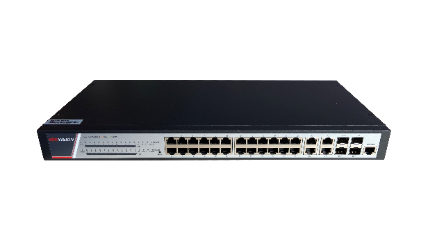 Switch 24 porturi POE Gigabit, Hikvision DS-3E2528P(B)(O-STD), Full Managed, 24 x Gigabit Poe electrical ports si 4 x Gigabit combo ports, SwitchingCapacity 336 Gbps, Packet Forwarding Rate 51 Mpps,putere POE 370 W, maxim 30W per port, Software Function: