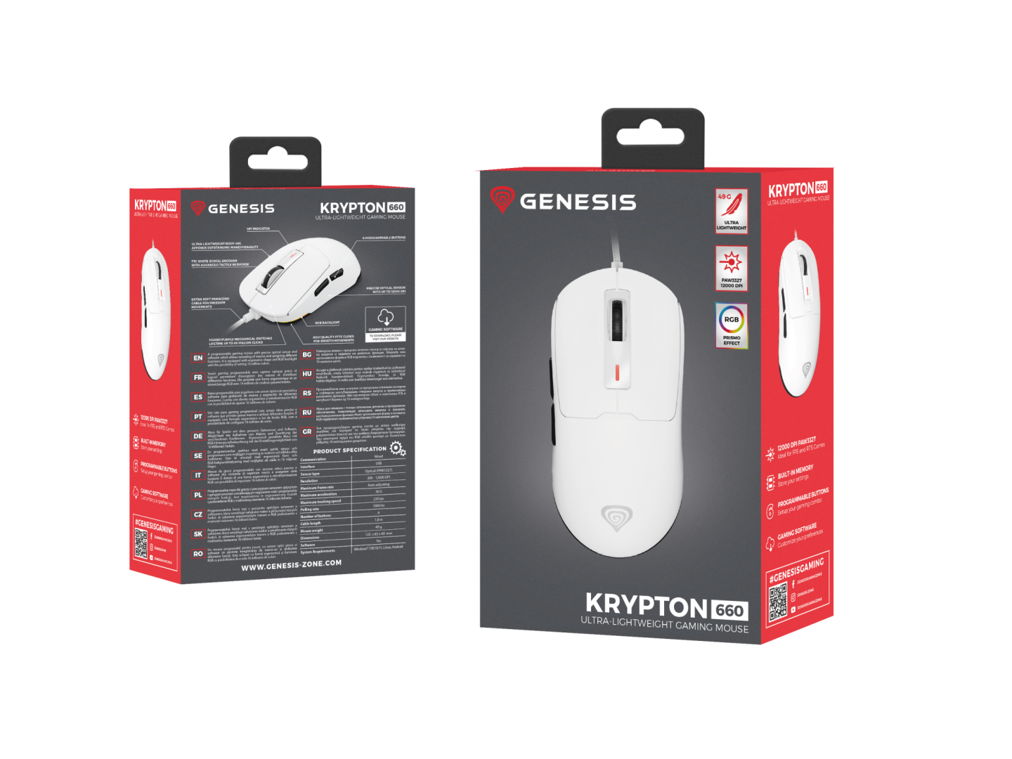 Mouse Genesis Krypton 660 12000 DPI alb