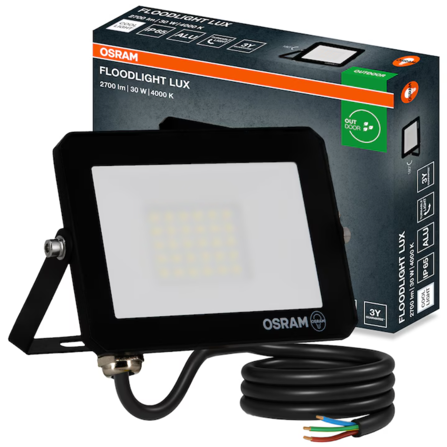 Proiector LED Osram LUX, 30W, 220-240V, 2700 lm, lumina neutra (4000K), IP65, Negru