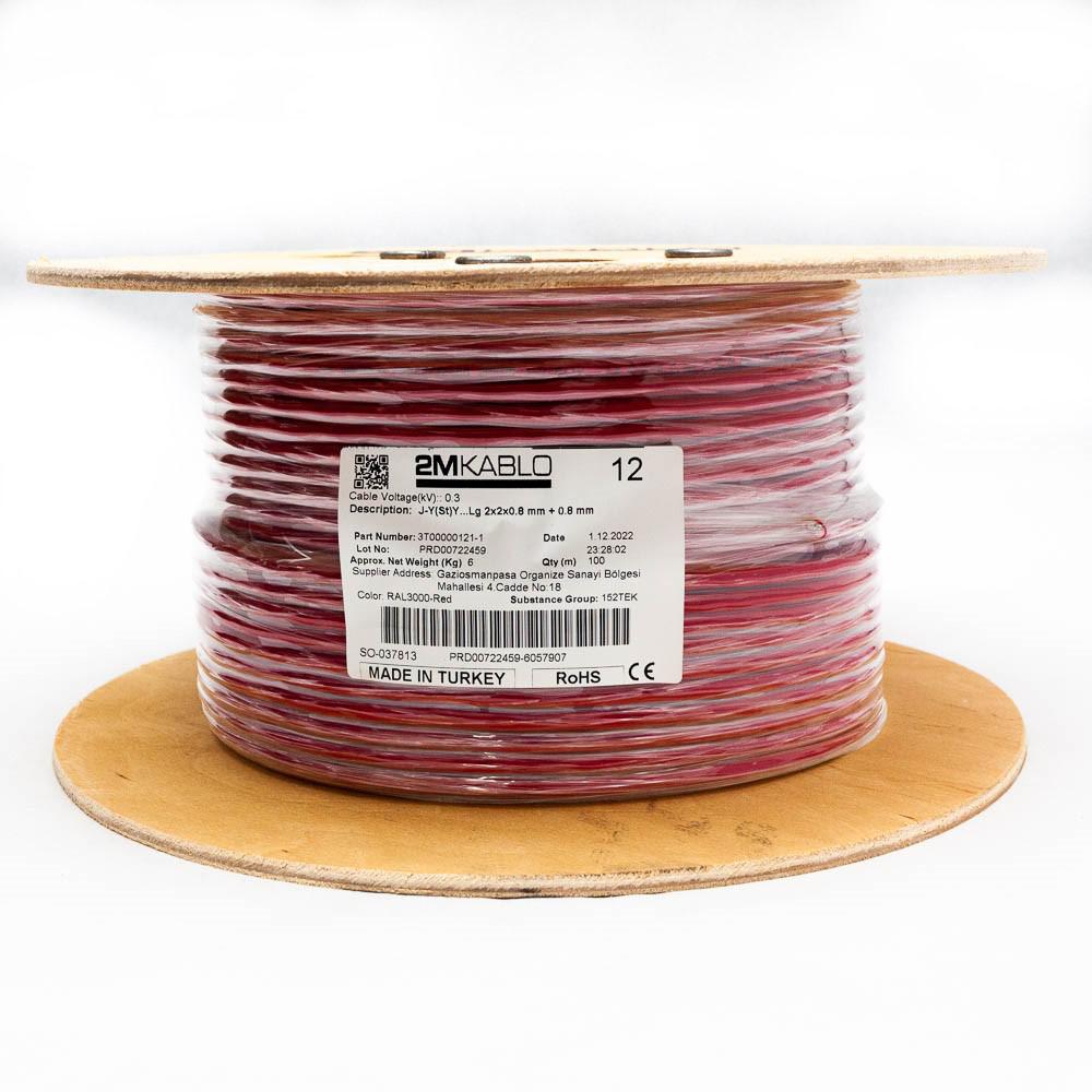 Cablu incendiu JY(St)YLg 2x2x0.8 MM Rosu ("Cablu incendiu JY(St)Y...Lg 2x2x0.8 MM + 0.8 mmproducator 2M Kablo)